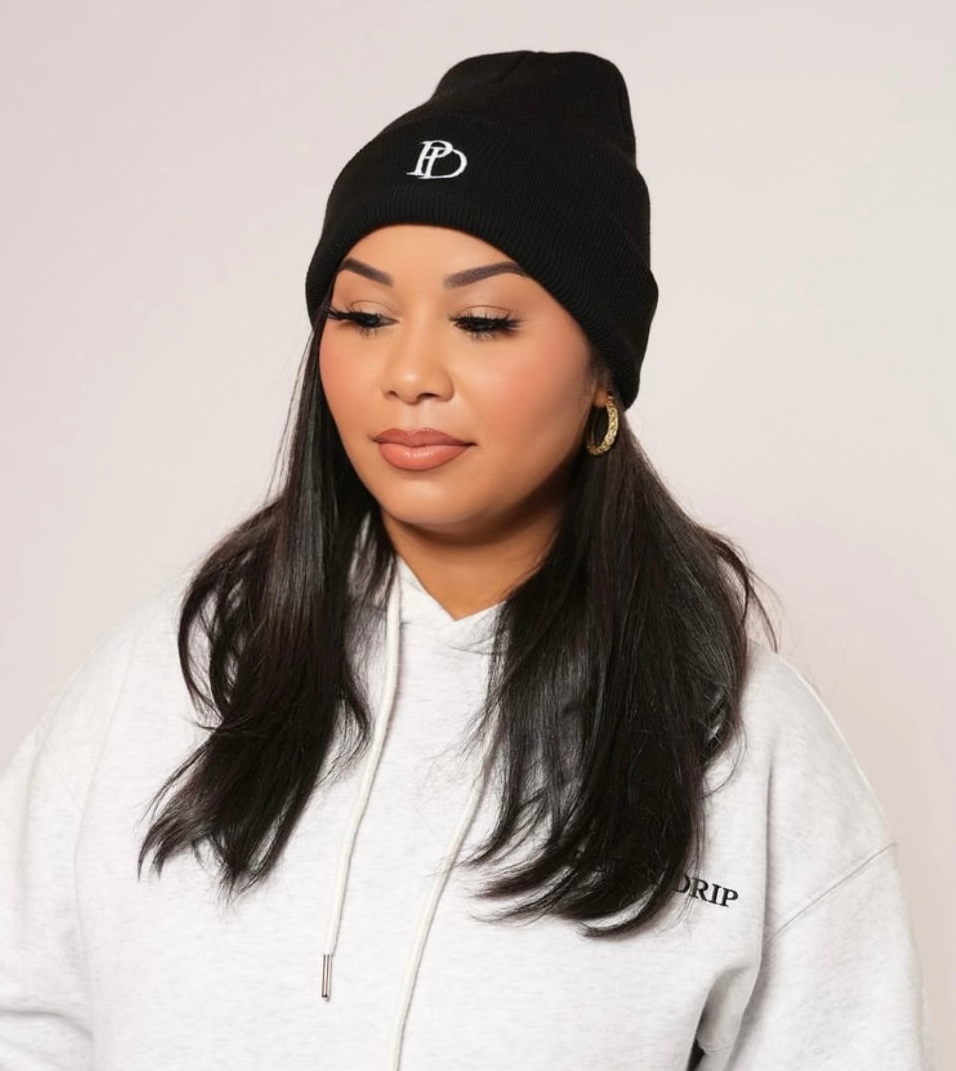 Pretty Drip Black PD Beanie