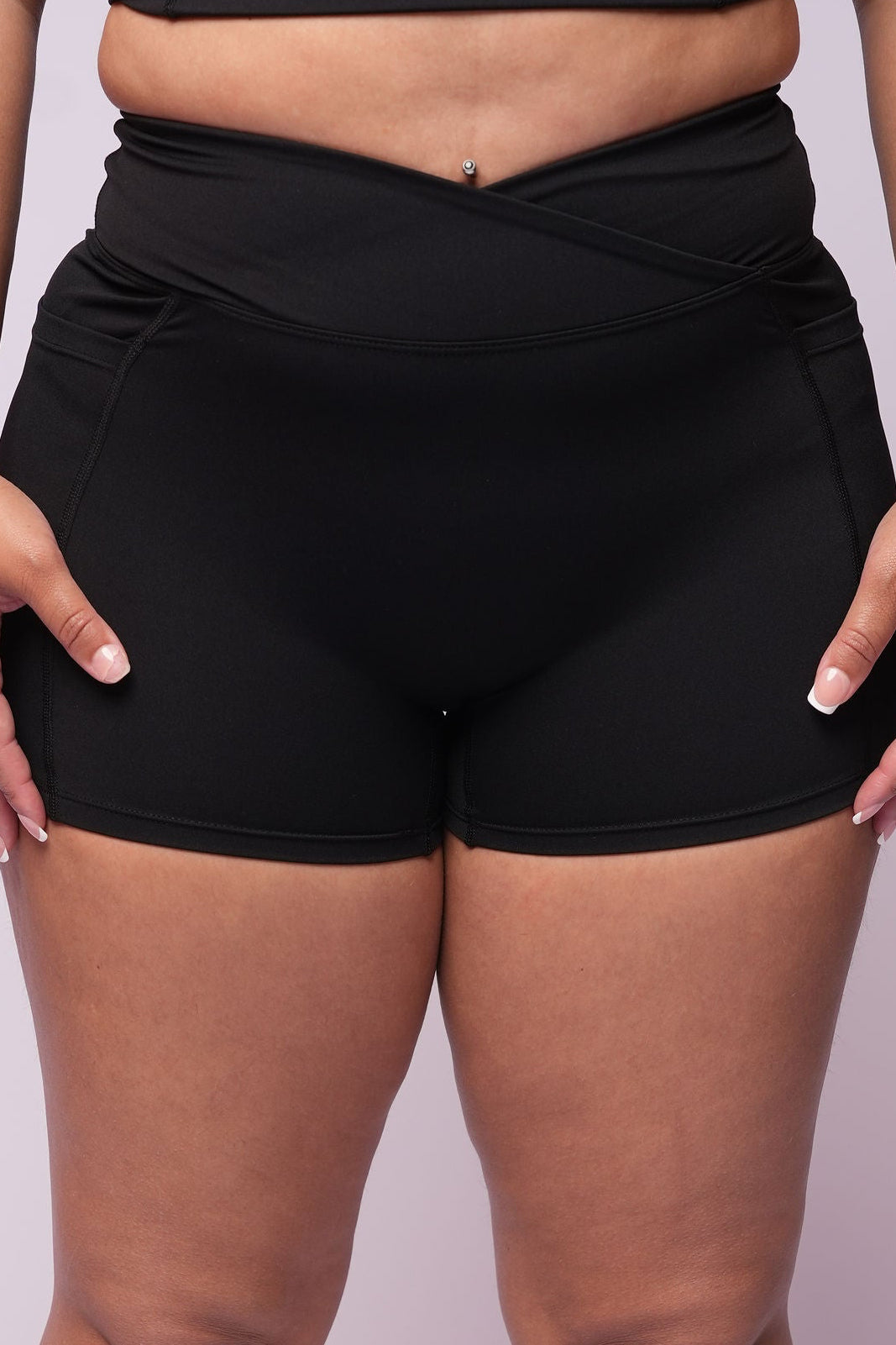 SoftBalance™️ Biker Shorts with Pockets-Black Ice