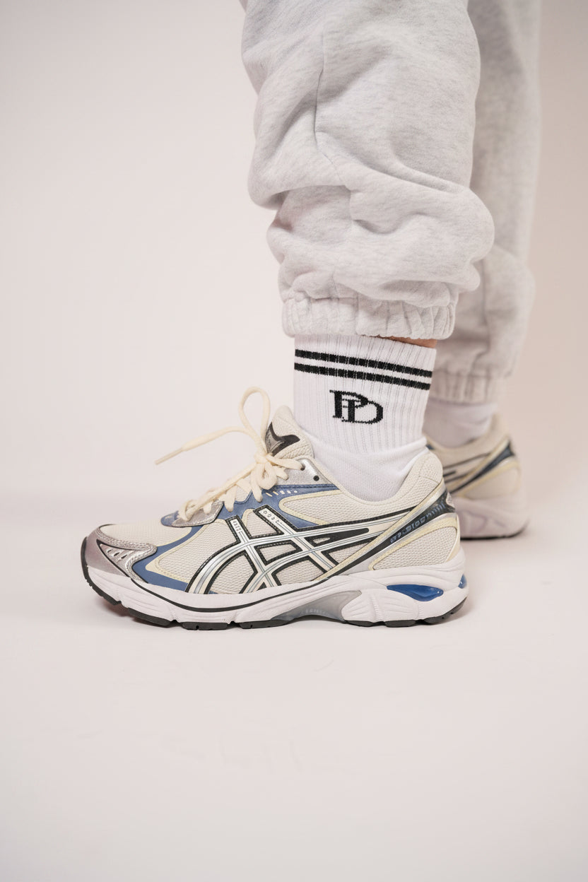 PD Two Lines Half Socks – White
