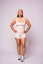 SoftBalance™ Biker Shorts with Pockets – Vanilla Cream