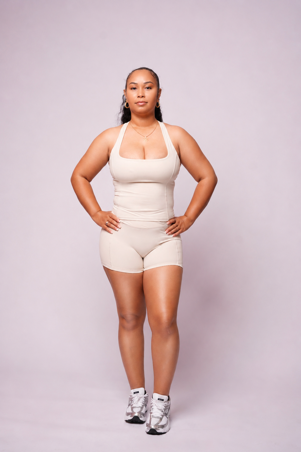 SoftBalance™ Biker Shorts with Pockets – Vanilla Cream